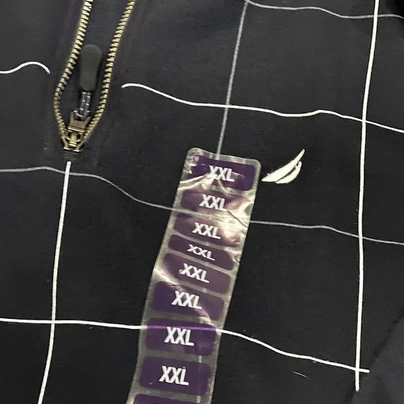 MENS NAVY PLAID ZIP UP SWEATER - Picture 4 of 5